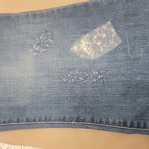 Candies Jeans, Size 13, Sequin Embellished with Distressing. Flared/Bell Bottom - Picture 9 of 13